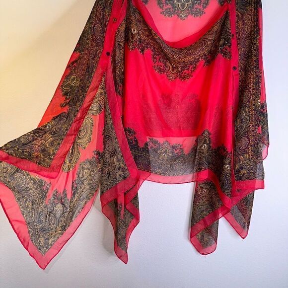 Jack & Missy Pink Boho Chiffon Poncho One Size Multicolored Flowy Convertible - Picture 2 of 9